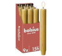 Bolsius Bougie chandelles XL rustique - 23 x 3 cm - Beige - En carton de 9 pièces - Longueur de combustion : 15 heures - Non parfumée - Contient de la cire végétale naturelle - Sans huile de palme