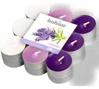 Bolsius Teel.alu parfumé 3 couleurs 4h lavande 18 pièces