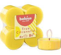 Bolsius True Citronella Lot de 8 bougies chauffe-plat parfumées Citronnelle - Citronnelle - Durée de Combustion 8 Heures - Cire végétale naturelle - Avec extraits naturels - Sans huile de palme