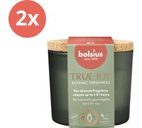 Bolsius - True Joy - Verre parfumé avec bouchon - 66/83 - Fraîcheur botanique - Pack avantage - 2 pièces