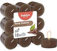 Bolsius - True Scents - 18 Bougies Chauffe-Plat Parfumées - Oud Wood - Temps de Combustion de 6 Heures - Diamètre 39 mm - Extraits Naturels - Contient de la Cire Végétalienne - Sans Huile de Palme