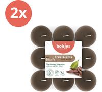Bolsius - True Scents - Bougies à réchaud parfumées - 18 pièces par paquet - Tasse claire - Bois de oud - Pack avantage - 36 pièces - 2 emballages