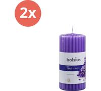 Bolsius - True Scents - Colonne cannelée - 120/58 - Lavande - Pack avantage - 2 pièces