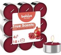 Bolsius - True Scents - Lot de 18 Bougies Chauffe-Plat Parfum - Grenade - Durée de Combustion: 4 Heures - Décoration - Extraits naturels - avec Cire Naturelle végétalienne