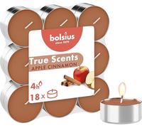 Bolsius - True Scents - Lot de 18 Bougies Chauffe-Plat Parfum - Pomme Cannelle - Durée de Combustion: 4 Heures - Décoration d'intérieur - Extraits naturels - avec Cire Naturelle végétalienne