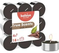 Bolsius - True Scents - Lot de 18 Bougies Chauffe-Plat Parfum - Oud Wood - Durée de Combustion: 4 Heures - Décoration d'intérieur - Extraits naturels - avec Cire Naturelle végétalienne