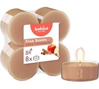 Bolsius - True Scents - Lot de 8 Bougies Chauffe-Plat Maxi Parfum - Pomme Cannelle - Durée de Combustion: 8 Heures - Extraits naturels - Cire végétalienne - sans Huile de Palme