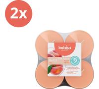 Bolsius - True Scents - Maxi - Bougies à réchaud parfumées - 8 pièces par paquet - Tasse transparente - Pêche - Pack avantage - 16 pièces - 2 emballages