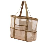 Bolso Playa Malla Mujer - Bolso Hombro Femenino | Bolsa Red Almacenamiento Supermercado, Tote Grande Impermeable, Bolsa Picnic Reforzada con 8 Bolsillos, Khaki, Se référer à la description