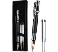 Bolt Action Stylo À Bille, Premium Stylo D'écriture De Bureau Rétractable Avec 5 Recharge Et Coffret Cadeau, Métal Stylo Pour Edc Signature Office School Business Pen (Noir)