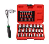 Bolt Extractor Kit, Metal Hand Tool Set, 25-Piece Socket Extractor, Heavy Duty Screw Nut Remover, Professional Stripped Bolt Removal Tool Ideal for Machinery Damaged Screws Studs Nuts Use