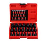 Bolt Extractor Kit - Removal Socket Set for Stripped Screws Bolts Nuts | Chrome Molybdenum Steel with Reverse Spiral Flute Design, 25 Piece Impacts Drive Tools for Automotive Repair Maintenance
