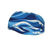 BoltPack Bandeau de sport avec imprimé vagues bleues pour homme et femme, bandeau absorbant la transpiration, adapté pour le fitness, la course à pied, le cyclisme, le yoga, le football, l'exercice