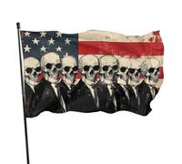 BoltPack Drapeau américain imprimé tête de mort 90 x 150 cm Drapeau de vacances avec œillets pour décorations extérieures Fournitures de fête