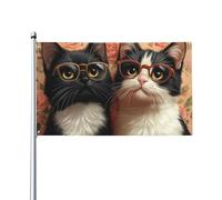 BoltPack Drapeau de jardin imprimé chat mignon 90 x 150 cm Drapeau de vacances avec œillets pour décorations extérieures Fournitures de fête