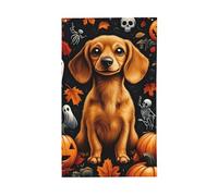 BoltPack Drapeau de jardin imprimé chien Halloween 90 x 150 cm Drapeau de vacances avec œillets pour décorations extérieures Fournitures de fête