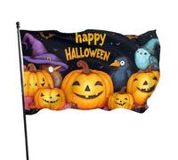 BoltPack Drapeau de jardin imprimé Happy Halloween 90 x 150 cm avec œillets pour décorations extérieures et fournitures de fête