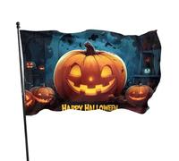 BoltPack Drapeau de jardin imprimé Happy Halloween 90 x 150 cm avec œillets pour décorations extérieures et fournitures de fête