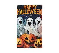 BoltPack Drapeau de jardin imprimé Happy Halloween 90 x 150 cm avec œillets pour décorations extérieures et fournitures de fête