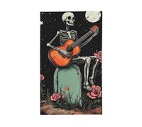 BoltPack Drapeau de jardin imprimé tête de mort de guitare 90 x 150 cm Drapeau de vacances avec œillets pour décorations extérieures Fournitures de fête