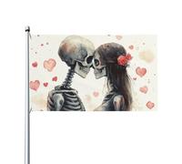 BoltPack Drapeau de jardin imprimé tête de mort fleurie 90 x 150 cm Drapeau de vacances avec œillets pour décorations extérieures Fournitures de fête