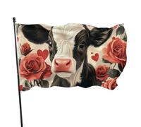 BoltPack Drapeau de jardin imprimé vache fleur 90 x 150 cm Saisons Vacances Drapeau avec œillets pour décorations extérieures Fournitures de fête