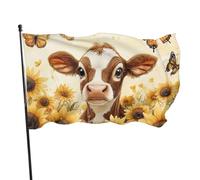 BoltPack Drapeau de jardin imprimé vache tournesol papillon 90 x 150 cm avec œillets pour décorations extérieures fournitures de fête