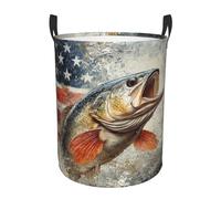 BoltPack Grand panier à linge imprimé drapeau américain bar poisson panier de rangement pour chambre à coucher, vêtements, salle de bain, décoration de chambre