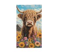 BoltPack Joli drapeau de jardin imprimé vache Highland 90 x 150 cm avec œillets pour décorations extérieures fournitures de fête