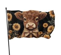 BoltPack Joli drapeau de jardin imprimé vache Highland 90 x 150 cm avec œillets pour décorations extérieures et fournitures de fête
