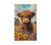 BoltPack Joli drapeau de jardin imprimé vache Highland 90 x 150 cm avec œillets pour décorations extérieures fournitures de fête