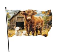 BoltPack Joli drapeau de jardin imprimé vache Highland 90 x 150 cm avec œillets pour décorations extérieures et fournitures de fête