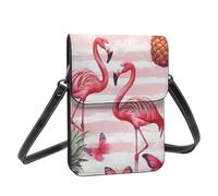Boltpack Sac à bandoulière pour téléphone portable pour femme - Sac portefeuille en cuir avec corde d'épaule réglable, Flamant rose 9, 19 X 13.5 X 1 cm