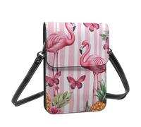 Boltpack Sac à bandoulière pour téléphone portable pour femme - Sac portefeuille en cuir avec corde d'épaule réglable, Flamant rose 10, 19 X 13.5 X 1 cm