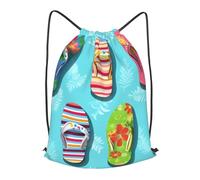 Boltpack Sac à dos avec cordon de serrage imprimé chats mignons pour yoga, sport, gym, sac à dos de plage, sac à dos de voyage pour homme et femme léger, Tongs colorées 4, S, Sac à dos daypack