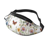 BoltPack Sac banane pour homme et femme, avec sangle réglable, sac banane léger et imperméable pour le sport, la marche, la course à pied, Fleur Papillon 4, Taille unique, Sac à dos de randonnée
