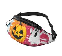 BoltPack Sac banane pour homme et femme, avec sangle réglable, sac banane léger et imperméable pour le sport, la marche, la course à pied, Citrouille fantôme d'Halloween 1, M, Sac à dos de randonnée