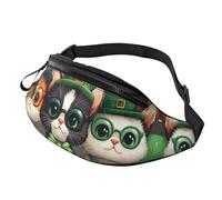 BoltPack Sac banane pour homme et femme, avec sangle réglable, sac banane léger et imperméable pour le sport, la marche, la course à pied, Chat Saint Patrick 9, M, Sac à dos de randonnée