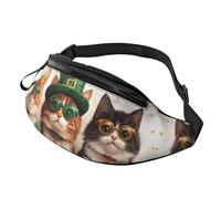 BoltPack Sac banane pour homme et femme, avec sangle réglable, sac banane léger et imperméable pour le sport, la marche, la course à pied, Chat Saint Patrick Jour 7, M, Sac à dos de randonnée