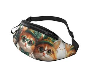 BoltPack Sac banane pour homme et femme, avec sangle réglable, sac banane léger et imperméable pour le sport, la marche, la course à pied, Chat Saint Patrick Jour 10, M, Sac à dos de randonnée