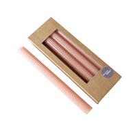 Boltze 2048490 Classic Lot de 4 bougies à tige en cire, surface striée, design classique, rose clair, 25 cm, décoration rose clair