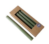 Boltze 2048494 Classic Lot de 4 bougies à tige en cire, surface striée, design classique, verte, 25 cm, décoration
