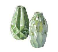 BOLTZE 2061774 Palomina Lot de 2 vases en céramique, Effet perlé, Rond, Fait à la Main, imperméable, décoratif, 6 x 6 x 11 cm