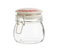 BOLTZE-Bocal de stockage en verre et couvercle porcelaine rouge Rosso - 13 x 10 x 12 cm