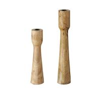 Boltze Bougeoir Caldeas 2025155 - Lot de 2 bougeoirs en Bois - Design élégant - Décoration de Table à Manger - Commode - Style Boho
