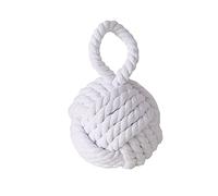 Boltze Butoir de porte en tricot avec boucle - Comme serre-livres, butoir de fenêtre et support de porte, butoir décoratif pour porte et fenêtre à l'intérieur, lesté avec un poids de 1,5 kg (blanc)