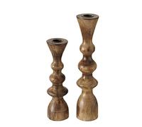 Boltze Casconda 2008576 Lot de 2 bougeoirs en Bois Style bohème, Brown