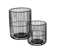 Boltze Cindy 2033181 Photophore (2 pièces, Noir, Fer, Verre, 14-20 cm de Haut, Design Moderne, décoration de Jardin, décoration de Table, Accessoires de Bougies, photophore en Verre)