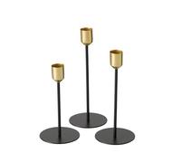 Boltze Cosima 2049897 Lot de 3 Chandeliers Design Moderne Noir/doré pour Bougies Coniques, bougeoirs, Accessoires pour Bougies