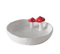 BOLTZE-Coupelle blanche en céramique avec champignons Funghi - diamètre 17,5 x 6,5 cm